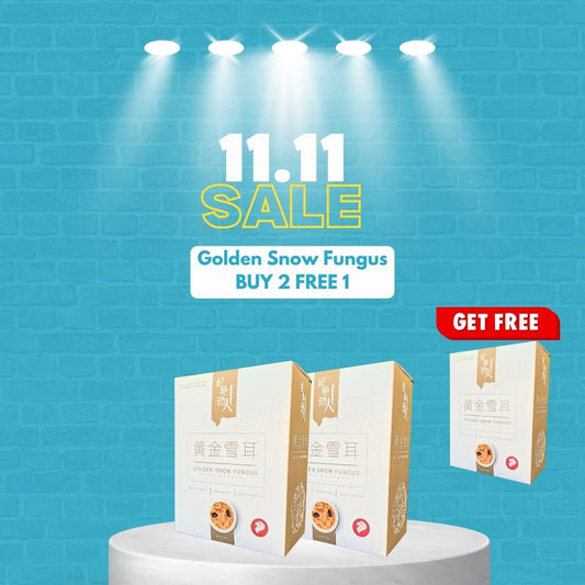 11.11 SALES - BUY 2 FREE 1 - Golden Snow Fungus 黄金雪耳 (3pkts x240ml per box)