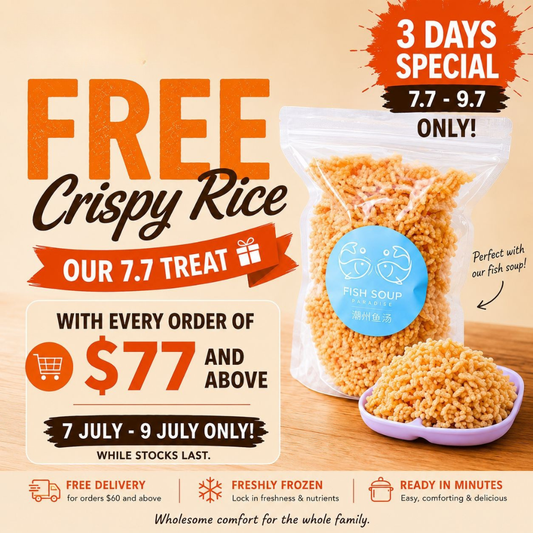 FREE 1 Pack Crispy Rice with every order $77 and above