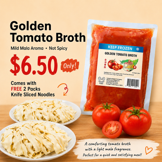 Golden Tomato Broth 金汤番茄 500ml (Frozen) - Free Knife Sliced Noodles x 2 pkt (single)
