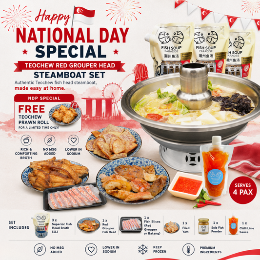 Teochew Red Grouper Fish Head Steamboat Set - 🇸🇬 Celebrate National Day with FREE Teochew Prawn Roll