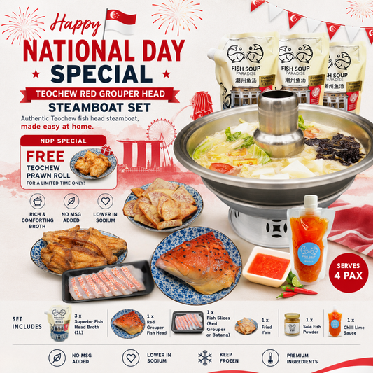 Teochew Red Grouper Fish Head Steamboat Set - 🇸🇬 Celebrate National Day with FREE Teochew Prawn Roll